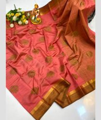 Bean Red and Oak Brown color Kora sarees with all over buttas design -KORS0000141