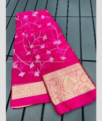 Pink color Organza sarees with heavy embroidery work design -ORGS0003080