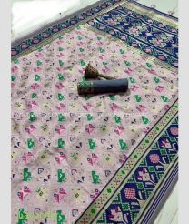 Baby Pink and Navy Blue color silk sarees with meenakari border design -SILK0017799
