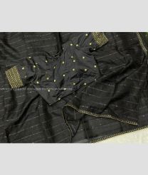 Black color Organza sarees with plain with lines design -ORGS0002980