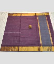 Plum Purple color Uppada Cotton handloom saree with all over doria lines design -UPAT0004226
