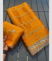 Orange color Chiffon sarees with multi embroidery sequence work design -CHIF0001938
