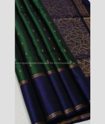 Pine Green and Navy Blue color soft silk kanchipuram sarees with all over buttas design -KASS0001036