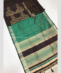 Black and Dark Green color Banarasi sarees with all over jacquard buties with golden border design -BANS0018796