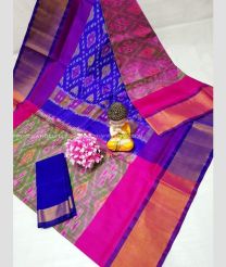 Lite Brown and Blue color uppada pattu handloom saree with all over pochampally design -UPDP0021209
