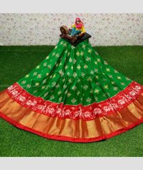 Green and Red color Ikkat Lehengas with all over pochampally design -IKPL0000725