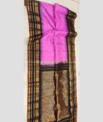 Baby Pink and Black color gadwal pattu handloom saree with temple  border saree design -GDWP0000388