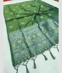 Green and Silver color Lichi sarees with big butti design -LICH0000283