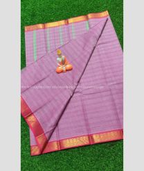 Dust Pink and Coral Pink color Uppada Cotton handloom saree with all over self checks with design border -UPAT0004368