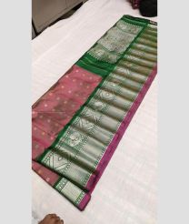 Maroon and Dark Green color gadwal pattu handloom saree with all over buties with kuttu kanchi border design -GDWP0001070