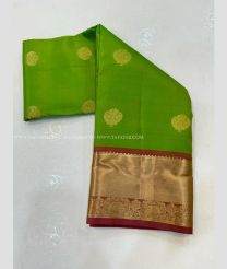 Parrot Green and Magenta color kanchi pattu handloom saree with all over big buties design -KANP0013548