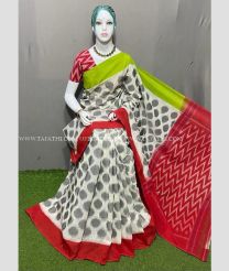 Green and Red color pochampally Ikkat cotton handloom saree with special marthas patterns design -PIKT0000599