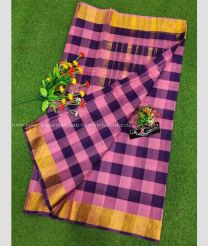 Rose Pink and Navy Blue color Uppada Cotton sarees with all over checks design -UPAT0004761