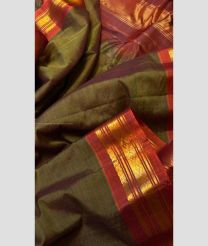 Oak Brown and Maroon color gadwal sico handloom saree with all over mini sico stripes design -GAWI0000492