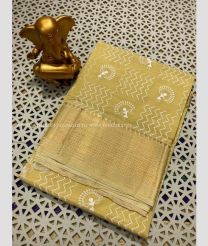 Ginger Brown and Golden color mangalagiri pattu handloom saree with all over screen printed with 150k jari border design -MAGP0026054