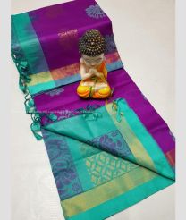 Magenta and Turquoise color Tripura Silk handloom saree with all over big buties design -TRPP0007693