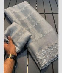 Lite Grey color Chiffon sarees with multi embroidery sequence work design -CHIF0001937