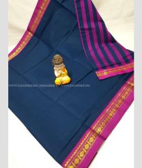 Navy Blue and Deep Pink color Uppada Cotton handloom saree with plain with rudrakasha and plain border design -UPAT0004277