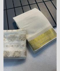 Cream color Georgette sarees with plain design -GEOS0020938