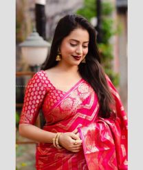 Magenta color Banarasi sarees with all over zig zag design -BANS0006002