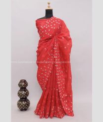 Red color Organza sarees with all over embroidery work and jari work border sareee design -ORGS0001490