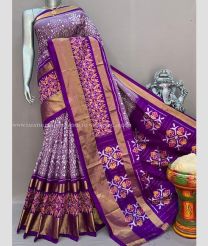 Dull Purple and Purple color pochampally ikkat pure silk sarees with all over pochampally ikkat design -PIKP0037851