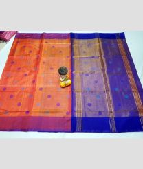Orange and Purple Blue color Uppada Tissue handloom saree with all over tissue nakshthra buties design -UPPI0001425