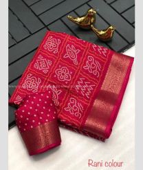 Deep Pink color silk sarees with all over bandhani pritned with heavy jacquard border both side design -SILK0017303