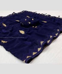 Navy Blue and Cream color Georgette sarees with embroidery temple work bordar design -GEOS0007540