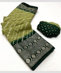 Fern Green and Forest Fall Green color Georgette sarees with mill foil print with contrast matching border design -GEOS0023969