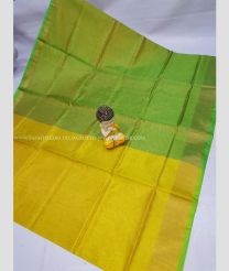 Lemon Yellow and Green color Uppada Tissue handloom saree with kaddy border saree design -UPPI0000293