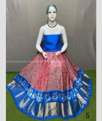 Indian Red and Blue color Ikkat Lehengas with pochampally ikkat design -IKPL0028698