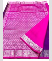 Purple and Pink color venkatagiri pattu handloom saree with peacock border design -VAGP0000949