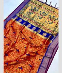 Red and Blue color paithani sarees with unique pattern and also full anmol zari jal pattern design -PTNS0005163