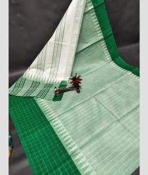 Dark Green and Fern Green color Uppada Cotton handloom saree with all over checks with temple and checks border design -UPAT0004733