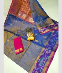 Bluish Grey and Purple color Uppada Tissue handloom saree with all over nakshtra buties design -UPPI0001667
