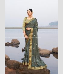 Bluish Grey color Chiffon sarees with all over buties saree design -CHIF0001101