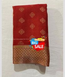 Red and Golden color Georgette sarees with beautiful tiny buties in gold zari woven border design -GEOS0024011