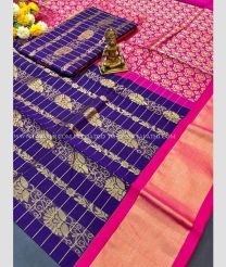 Purple and Pink color Chenderi silk handloom saree with kaddy border saree design -CNDP0009750