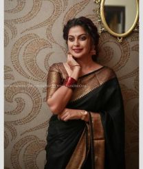 Dark Green color Lichi sarees with zari border saree design -LICH0000110