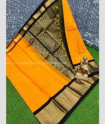 Mango Yellow and Black color chanderi soft silk sarees with kaddy border saree design -CNSS0000019