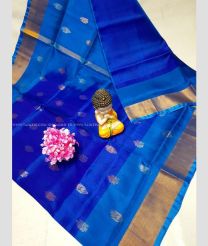Royal Blue and Blue color uppada pattu handloom saree with all over bb buties design -UPDP0020772