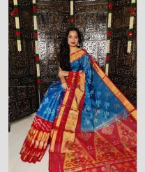 Blue Ivy and Burgundy color Ikkat sico handloom saree with all over ikkat design -IKSS0000453