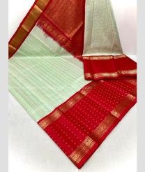 Lite Aquamarine and Red color kuppadam pattu sarees with kuppadam kanchi border design -KUPP0097211