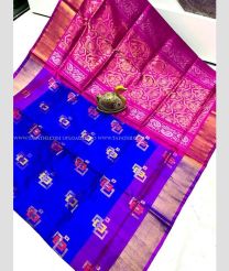 Royal Blue and Magenta color uppada pattu handloom saree with all over buttas design -UPDP0021925