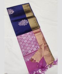 Navy Blue and Dust Pink color soft silk kanchipuram sarees with all over buties design -KASS0001025