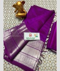 Magenta and Silver color mangalagiri pattu sarees with kanchi border design -MAGP0026725