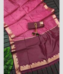 Rose Pink and Maroon color silk sarees with all over buties with border design -SILK0017605