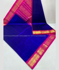 Blue and Magenta color kuppadam pattu handloom saree with allover saree specially weaved on both sides kuppadam kanchi boarder design -KUPP0070295