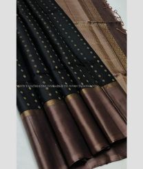 Black and Brown color soft silk kanchipuram sarees with all over buttas design -KASS0001044